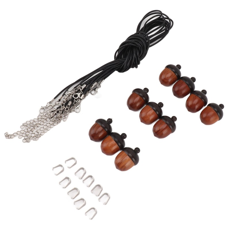 10PCS Wooden Nut Acorn Pendant Necklace Acorn Box Clasp Nylon