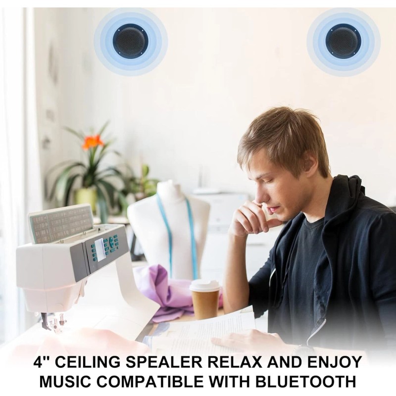 Herdio 4Inch 160W Marine Boat Car Ceiling Speaker Waterproof Bluetooth