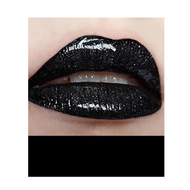 Black Glitter Lip Gloss, Diamond Shimmer Lipstick, Metallic Matte Lipstick High Pigment Waterproof Long Lasting Lipsticks, Sparkling Glossy Liquid Lipstick Lip Gloss for Women