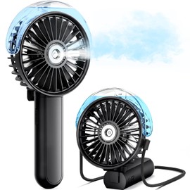 SWEETFULL Misting Fan Portable - 180° Foldable Handheld Personal Fan with Mist Spray, 3 Speeds, 30ml Water Tank, USB Rechargeable for Travel, Outdoors, Makeup, Camping, Home, and Office Use
