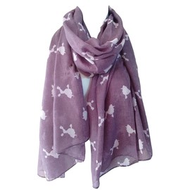 GlamLondon Poodle Print Scarf Dogs Fancy Puppies Breed Caniche Barbone Ladies Womens Wrap Shawl Sarong (Light Purple)