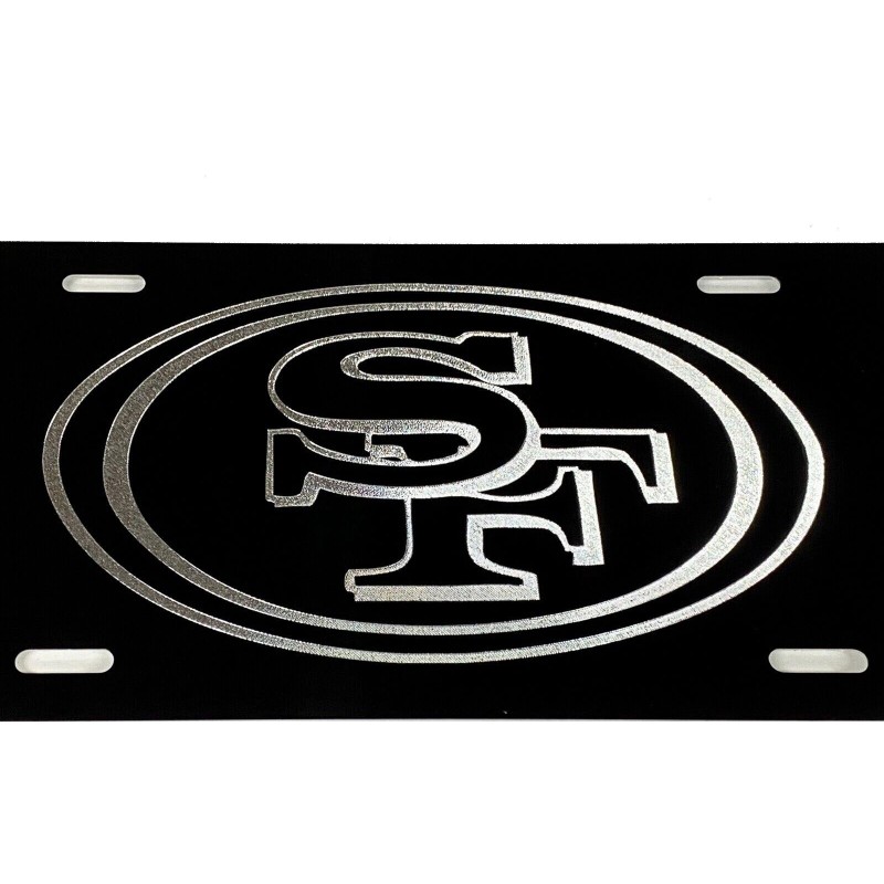 BLVD Silver Engraved San Francisco 49er's Car Tag Diamond Etched