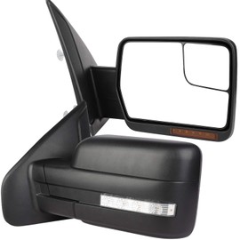FEIPARTS Tow Mirrors Fit for 2004-2014 for Ford for F-150 Series Truck Pickup Left Side and Right Side Towing Mirrors Set Of Mirrors Power Adjusted Heated Turn Signal Puddle Light Black Housing