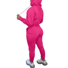 LovelyWholesale Womens Sweatsuits 2 Piece Set Hoodie Sweatshirts and Jogger Sets Grey X-Small Hot Pink Large