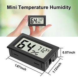 6-Pack Mini Hygrometer Indoor Humidity Meter, Mini Digital Thermometer Humidity Gauge Meter, Indoor Thermometer Hygrometer Monitor Fahrenheit (℉) for Reptile Thermostat, Jars Reptile, Fridge