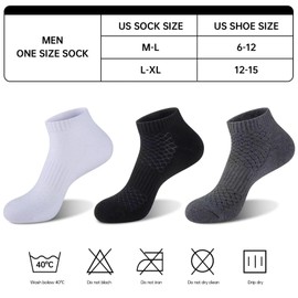 Monxiery - Calcetines tobilleros acolchados 100% algodón para hombre, rendimiento atlético para correr, absorbe la humedad, calcetines transpirables, 5 Pares, Gris, Medium-Large