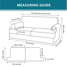 Jcones 3 Piece T Cushion Sofa Slipcovers Stretch Couch Cover Furniture Covers with 2 Individual T Cushion Covers, Machine Washable for Living Room (Navy, 2 Cushions)