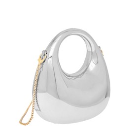 COOLOYA Women's Mini Crescent Acrylic Designer Luxury Bags Clutch Purse Bag Crossbody Shoulder Handbags With Chain, Silver, One Size