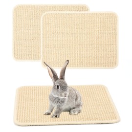 RANYPET 2 Kratzmatte für Kaninchen, natürliches Sisal Teppich Kaninchen-Matten für Käfige, Kauspielzeug für Häschen Krallen und Zahnpflege, Haustierkäfig Bettwäsche zum Beißen Schlafen, 40x30cm