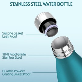 HoneyHolly Stainless Steel Water Bottle, Thermos Flask, 1000 ml, BPA-Free, Leak-Proof Vacuum Insulated, Water Bottle, Double-Walled Thermos Flask for Bike, Travel, Sports, Yoga, Camping, Bicycle