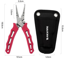 VUCATIME Fishing Pliers, Aluminum Pliers, No Rust, Split Ring Pliers, Multi-functional, Lightweight, Pliers Fishing Set, 4-piece Set (Fishing Pliers, Safety Rope, Carabiner, Storage Box)