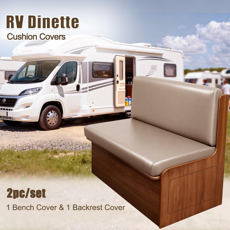SearchI PU Leather RV Dinette Cushion Covers, Stretch Camper Cushion