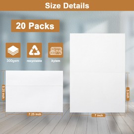 Silunkia White Blank Greeting Cards with Envelopes 5 x 7 Heavyweight Folded White Cardstock and A7 Envelopes Printable Self Seal 20 Packs for Wedding Invitations, Birthday, Thank You Cards, Mailing