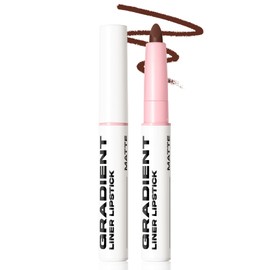 HOSAILY Angled Shape Tip Gradient Lip Liner Lipstick Combo Set, 2 in 1 Rich Creamy Matte Smooth Ombre Effect Lip Pencil, High Pigmented Long Wear Flawless Contour Plumping Lip Crayon#06 Dark Brown