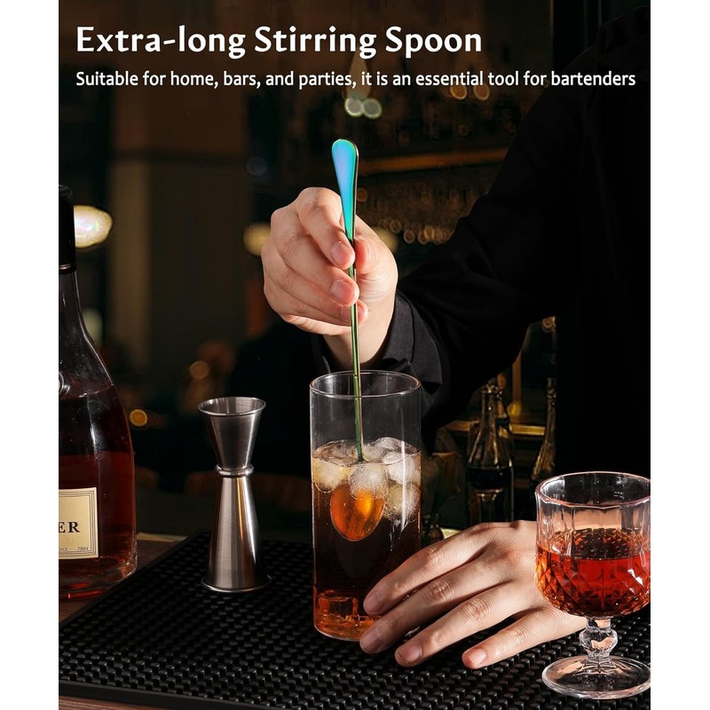 Long-handled ice tea spoon, cocktail stir spoons, stainless steel coffee
