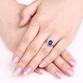 YL Women's Ring 925 Sterling Silver Oval 5A Cubic Zirconia Engagement Ring, Silver, Spinel