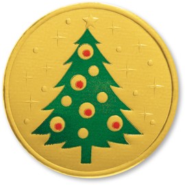 PaperDirect Christmas Tree Embossed Gold Foil Seals, 48 Count