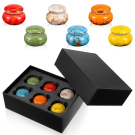 6 Pcs Ceramic Small Urns for Human Ashes Keepsake Set, 1.6 Inch Memorial Cremation Urns for Adult Women Men and Pet Dog Cat Ashes, Mini Funeral Container with Gift Box