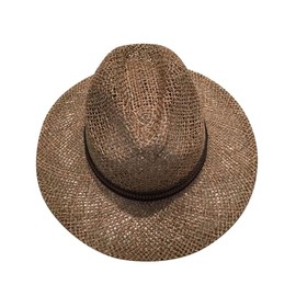 Scheibler Workwear - Men's Straw Hat - Classic Straw Trilby Hat - Sun Hat for Summer - Available in Sizes 55/56-59/60, light brown
