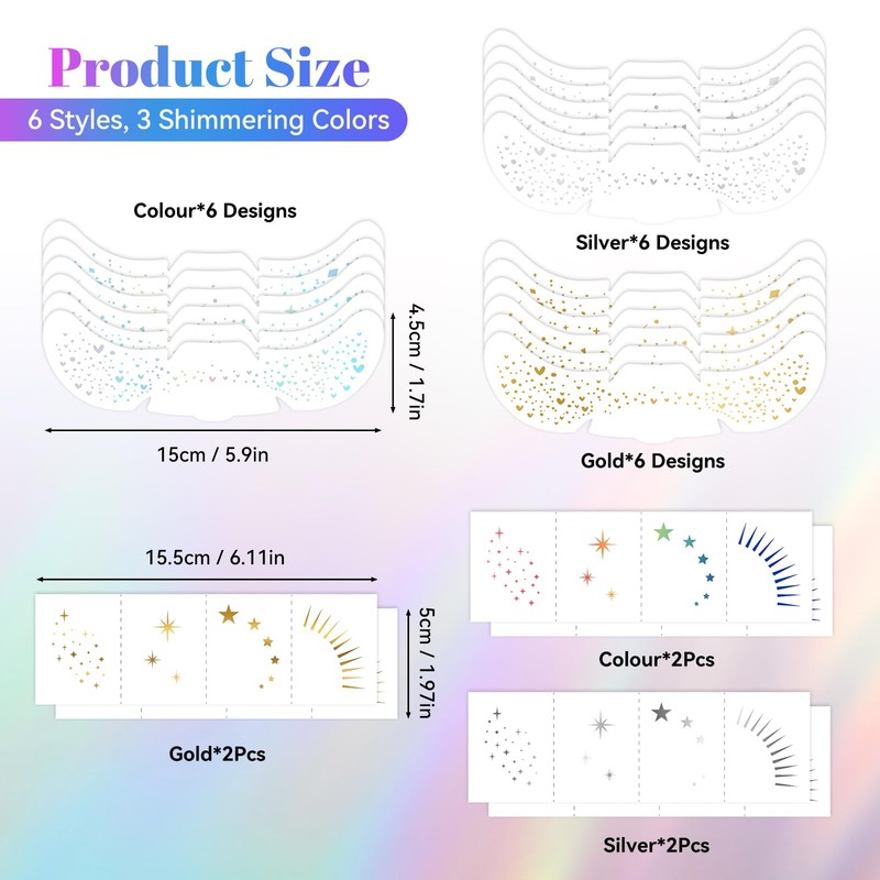 RoyalChic Pack of 24 Glitter Freckles Tattoo, Temporary Freckles