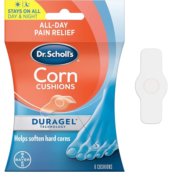 Dr. Scholl's CORN CUSHION with Duragel Technology 6ct Cushioning Protection against Shoe Pressure and Friction that Fits Easily In Any Shoe for Immediate and All-Day Pain Relief Packaging May Vary