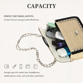 HomKuch Women Straw Crossbody Bag Purses Ladies Summer Woven Shoulder Bag for Travel Holiday, khaki