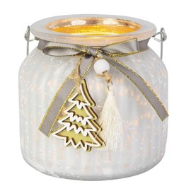 Lantern with Tree and Tassel – White/Green – Approx. 10 x 11 cm Christmas Decoration, Winter Decoration