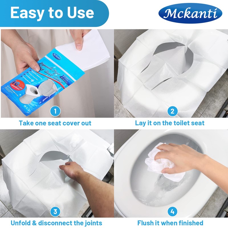 Mckanti Toilet Seat Covers Disposable - 60 Pack XL Flushable