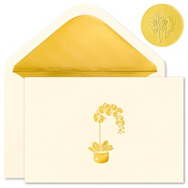 Crisky 50 Pack Blank Cards and Envelopes 4x6, Gold Foil Orchid Blank Greeting Cards Bulk for Wedding, Bridal Shower, Baby Shower, Birthday Party Decoration Favors