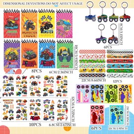 BACH AND BOOZY Monster Truck Party Favors Truck Themed Party Goodies Truck DIY Stickers Keychains Bracelets for Birthday Supplies