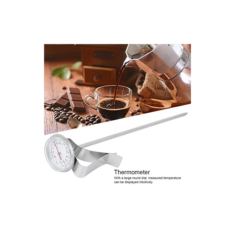 Termómetro de café con clip, termómetro ajustable de acero inoxidable