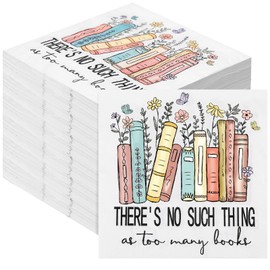 Crtiin 50 Pcs Floral Book Club Vintage Beverage Napkins Decorations Book Lovers Gifts 3 Ply Disposable Beverage Cocktail Paper Napkins for Reading Themed Party Supplies