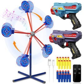 HLDYA Rocket Shooting Games Toys with Rotating Target 2 Toy Guns Kids Outdoor Toys Gifts for Boys Age 5 6 7 8 9 10+ Year Old Stocking Stuffers