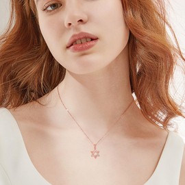 URONE Star Of David Necklace 925 Silver Star Of David Hexagram Pendant Necklace Israel Jewish Jewellery For Men Women