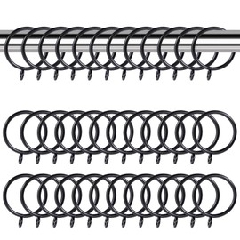 Businey 24 Pack Curtain Rings 25mm Black Metal Curtain Rings Brass Curtains Ring Internal Diameter Curtains Hoops Rod Ring with Eyelet for Window, Door and Shower Hanging