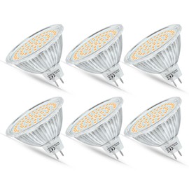 MR16 LED Bulbs 50W Halogen Equivalent Landscape Light Bulbs, 2700K Warm White, 5W GU5.3 Bi-Pin MR16 12V Flood Bulb with 120° Beam Angle for Track, Recessed, Accent, Landscape Lighting, 6 Pack
