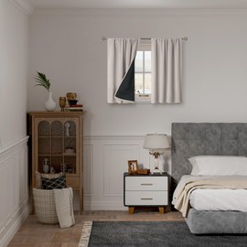 BGment Short Blackout Curtains for Bedroom, Thermal Insulated Full Room Darkening Soundproof Rod Pocket Small Window Curtains 45 Inch Length, 2 Panels，Each Panel 52 Inch, Cashmere