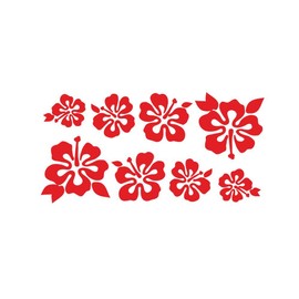 8 Hibiscus Flowers Assorted Sizes - Make Your Own Flower Lei Sticker Decal Hawaii Red