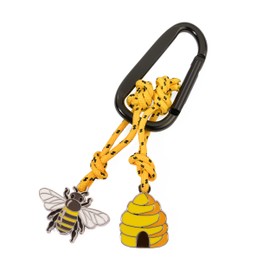 TROIKA Maja - KR23-01/BK - Bee & Bee Hive Keyring with Carabiner Hook - on Decorative Climbing Rope - Aluminium, Enamel, Cast Metal, Nylon - Yellow, Black, Silver, Black Yellow Silver