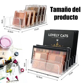 EDINNO Organizadores De Paletas De Sombras De Ojos, Paquete De 2 Organizadores De Maquillaje De Paleta De Sombras De Ojos Acrílicas, Organizador De Maquillaje De 7 Secciones, Transparente Paquete De 2