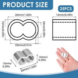 25 Professional Press Sleeves Professional Rope Clamp 10 mm Aluminium Crimping Loop Choke Clamps for Expander Rope, Tarpaulin Rope and Rubber Rope Corrosion Resistant and High-Quality Aluminium Clamps