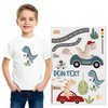 GRAZDesign Iron-On Transfer Dino Set Cars with Name, DIN A4,