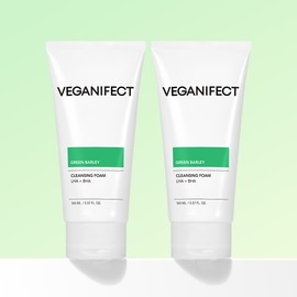 Vegan Effect Green Barley LHA Deep Cleansing Foam Hypoallergenic Acne Trouble Soothing Irregularities 165ml, 2 pieces / 비건이펙트 청보리 LHA 딥 클렌징폼 저자극 여드름 트러블 요철 진정 165ml, 2개