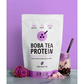 Boba Tea Protein Taro Milk | 25g Grass-Fed Whey Protein Isolate Powder | Gluten-Free & Soy-Free Bubble Tea Drink | Real Ingredients & Lactose-Free Protein Drink | 25 Servings