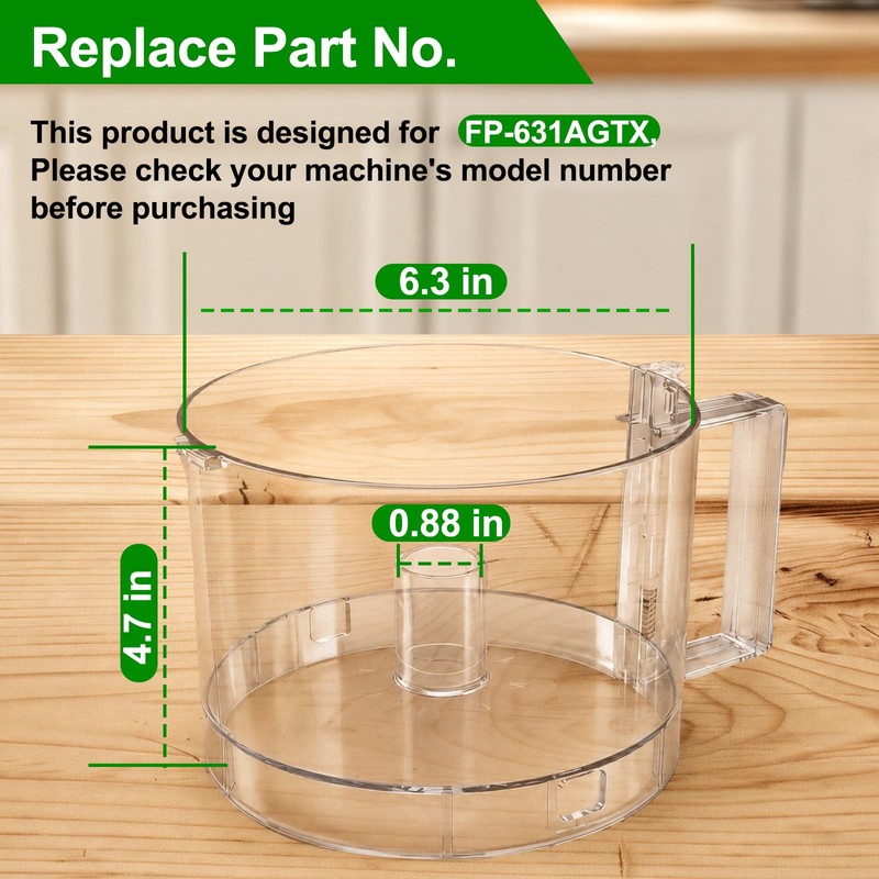 7-Cup Food Processor Work Bowl Compatible with Cuisinart DLC-10 Series（2tabs