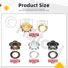 Hilitchi 320Pcs Metal Grommets 3/16 Inch (5mm) Flower Eyelet Grommets Multi-Color Eyelets Set for Fabric Clothing Belt Bag (4 Colors)