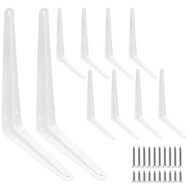Uenhoy 10 Pack White Shelf Brackets 10 Inch Metal Floating Shelf Brackets Heavy Duty L Bracket for Shelves, Wall Mount Angle Corner Braces (10" x 8")
