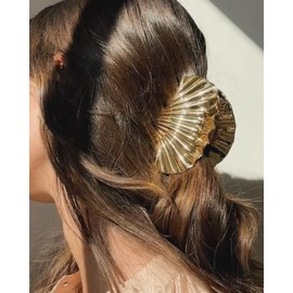 Metal Shell Hair Clips Shell Hair Clips Women's Hair Clip Gold Silver Fashionable Flower Hair Clip Hair Clip Fashion Accessories for Women and Girls Pack of 2 Large and Small
