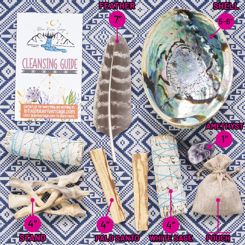 Blue River Sage Smudging & Energy Cleansing Kit with Amethyst,