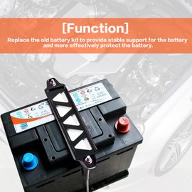 Reswish Battery Hold Down Bracket Holder, Car Battery Holder Kit with 10in J bolts,Aluminum Alloy Battery Tie Down Mount Bracket, Battery Tray for Car Battery Mount Bracket Hold Lock Accessories (Black)